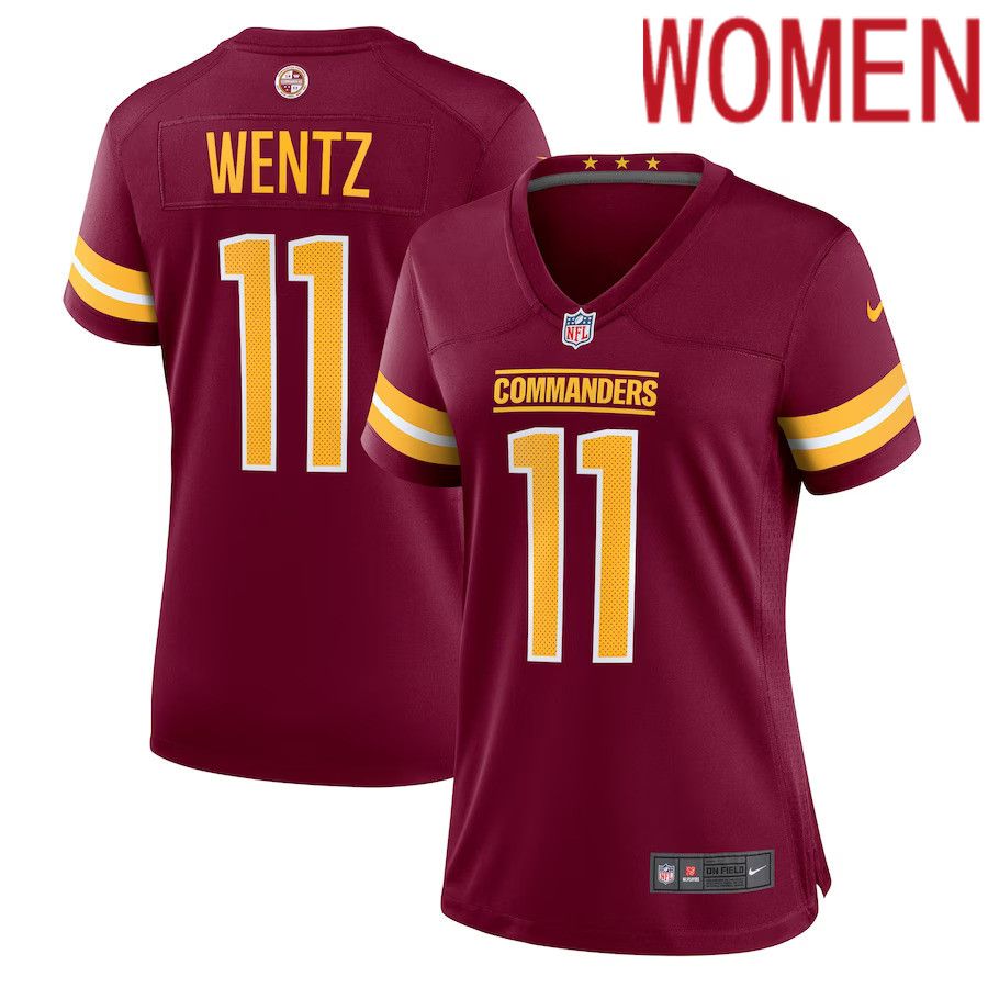 Women Washington Commanders 11 Carson Wentz Nike Burgundy Game NFL Jersey
